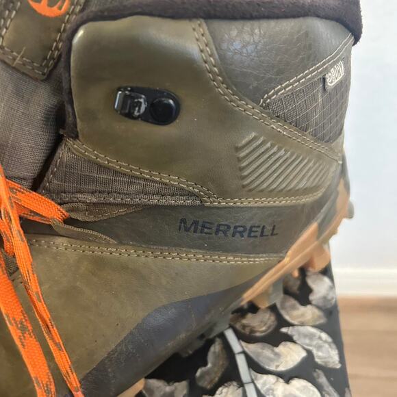 Olive green & brown Insulated Waterproof Merrell hiking boots - Picture 2 of 7
